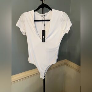 Fashion Nova Elegant White Bodysuit NWT